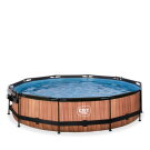 EXIT Wood pool 12ft x 30in with filter pump and dome - brown