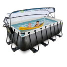 EXIT Black Leather pool 13ft x 6.6ft x 48in with sand filter pump and dome - black