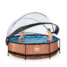 EXIT Wood Pool 10 ftx30in with Filter Pump & Dome - Brown
