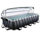 EXIT Black Leather pool 18ft x 8ft x 48in with sand filter pump and dome - black