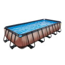 EXIT Wood pool 18ft x 8ft x 39in with sand filter pump - brown