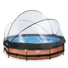 EXIT Wood pool 12ft x 30in with filter pump and dome - brown