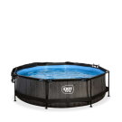 EXIT Black Wood pool 10ft x 30in with filter pump and canopy - black