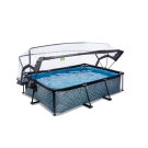 EXIT Stone pool 7ft x 5ft x 25.6in with filter pump and dome - grey