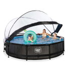 EXIT Black Wood pool 12ft x 30in with filter pump and dome - black
