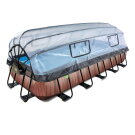 EXIT Wood pool 18ft x 8ft x 39in with sand filter pump and dome - brown
