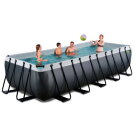 EXIT Black Leather pool 18ft x 8ft x 48in with sand filter pump - black