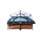 EXIT Wood Pool 10x6.5ft with Filter Pump & Dome - Brown