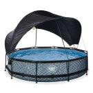EXIT Stone pool 12ft x 30in with filter pump and canopy - grey