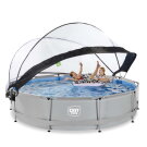 EXIT Soft Grey pool 12ft x 30in with filter pump and dome - grey