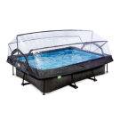 EXIT Black Wood pool 10ft x 6.6ft x 25.6in with filter pump and dome - black