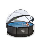 EXIT Black Wood pool 8ft x 30in with filter pump and dome - black