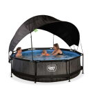 EXIT Black Wood pool 10ft x 30in with filter pump and canopy - black