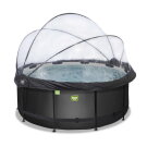 EXIT Black Leather pool 12ft x 48in with sand filter pump and dome - black