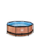 EXIT Wood pool 8ft x 30in with filter pump - brown