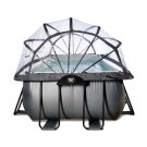 EXIT Black Leather pool 18ft x 8ft x 48in with sand filter pump and dome - black