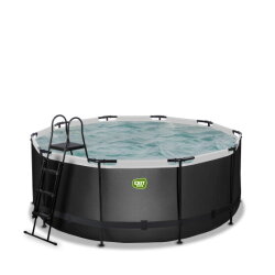 EXIT Black Leather pool 12ft x 48in with sand filter pump - black