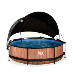 EXIT Wood pool 10ft x 30in with filter pump and canopy - brown