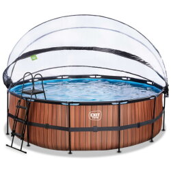 EXIT Wood pool 15ft x 48in with sand filter pump and dome - brown