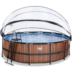 EXIT Wood pool 16ft x 48in with sand filter pump and dome - brown