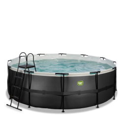 EXIT Black Leather pool ø427x122cm with sand filter pump - black