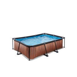 EXIT Wood pool 7ft x 5ft x 25.6in with filter pump - brown