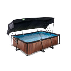 EXIT Wood pool 7ft x 5ft x 25.6in with filter pump and canopy - brown