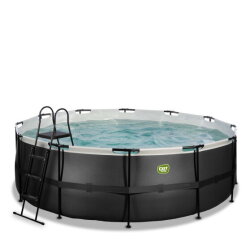 EXIT Black Leather pool 14ft x 48in with sand filter pump - black