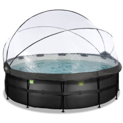 EXIT Black Leather pool ø450x122cm with sand filter pump and dome - black