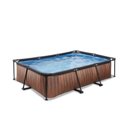 EXIT Wood pool 10ft x 6.6ft x 25.6in with filter pump - brown