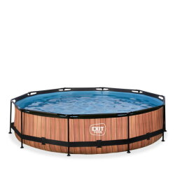 EXIT Wood pool 12ft x 30in with filter pump - brown
