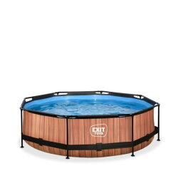 EXIT Wood pool ø300x76cm with filter pump - brown