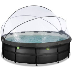 EXIT Black Leather pool ø488x122cm with sand filter pump and dome - black