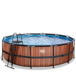 EXIT Wood pool ø488x122cm with sand filter pump - brown