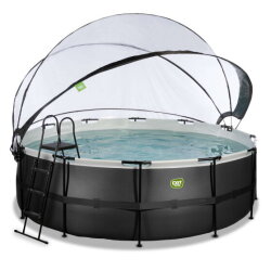 EXIT Black Leather pool 14ft x 48in with sand filter pump and dome - black
