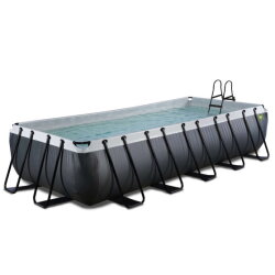 EXIT Black Leather pool 18ft x 8ft x 39in with sand filter pump - black