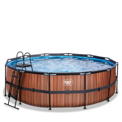 EXIT Wood pool 15ft x 48in with sand filter pump - brown