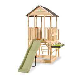 EXIT Panorama 550 wooden playhouse with slide, mud kitchen and sandpit