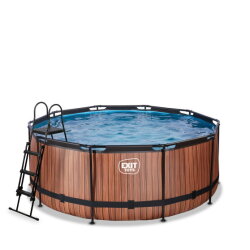 EXIT Wood pool 12ft x 48in with sand filter pump - brown