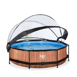 EXIT Wood Pool 10 ftx30in with Filter Pump & Dome - Brown