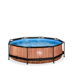 EXIT Wood pool 10ft x 30in with filter pump - brown