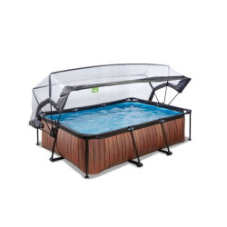 EXIT Wood Pool 7.2x4.9x2.1ft with Filter & Dome - Brown