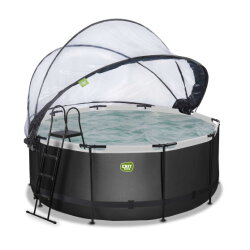 EXIT Black Leather pool 12ft x 48in with sand filter pump and dome - black