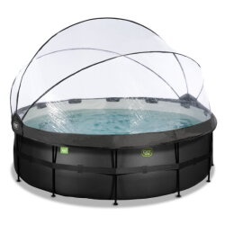 EXIT Black Leather pool ø427x122cm with sand filter pump and dome - black