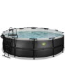EXIT Black Leather pool ø488x122cm with sand filter pump and dome and accessory set - black