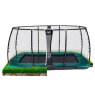 EXIT Supreme ground level trampoline 244x427cm with safety net - green