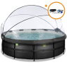 EXIT Black Leather pool ø488x122cm with sand filter pump and dome and accessory set - black