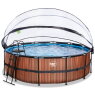 EXIT Wood pool ø450x122cm with sand filter pump and dome - brown