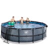 EXIT Stone pool ø488x122cm with sand filter pump and dome - grey