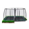 EXIT InTerra ground level trampoline 214x366cm with safety net - green